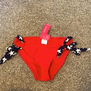 Red white and blue swim bottom.